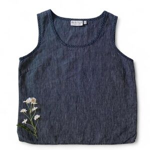 Navy linen sleeveless top
